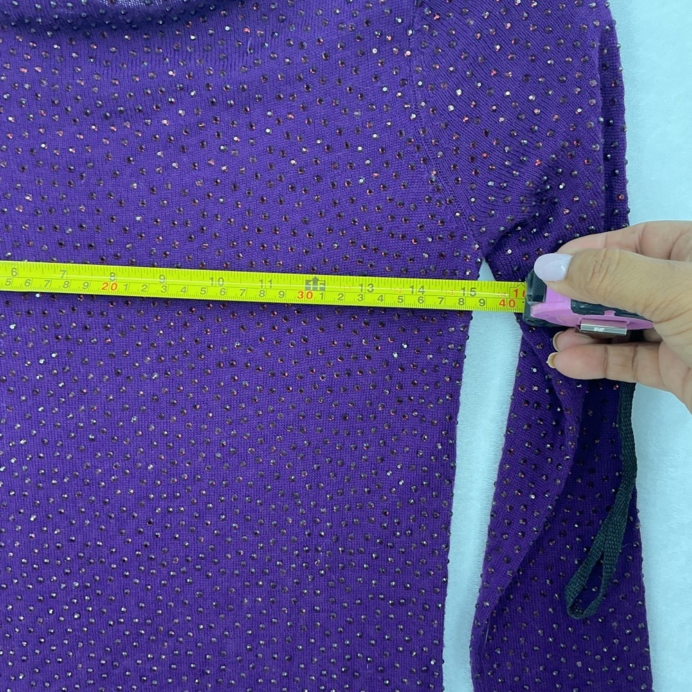 Alice + Olivia Purple Rhinestone Crewneck Sweater 674 - Picture 6 of 7